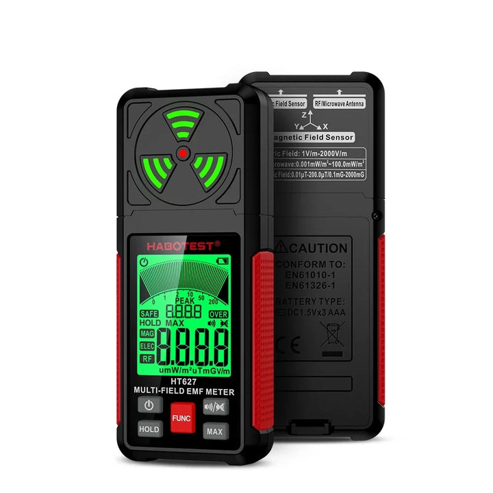 Portable 3-in-1 EMF Meter with LCD Display for Electromagnetic Radiation Detection, High-Precision Sensor, and Multiple Measurement Modes