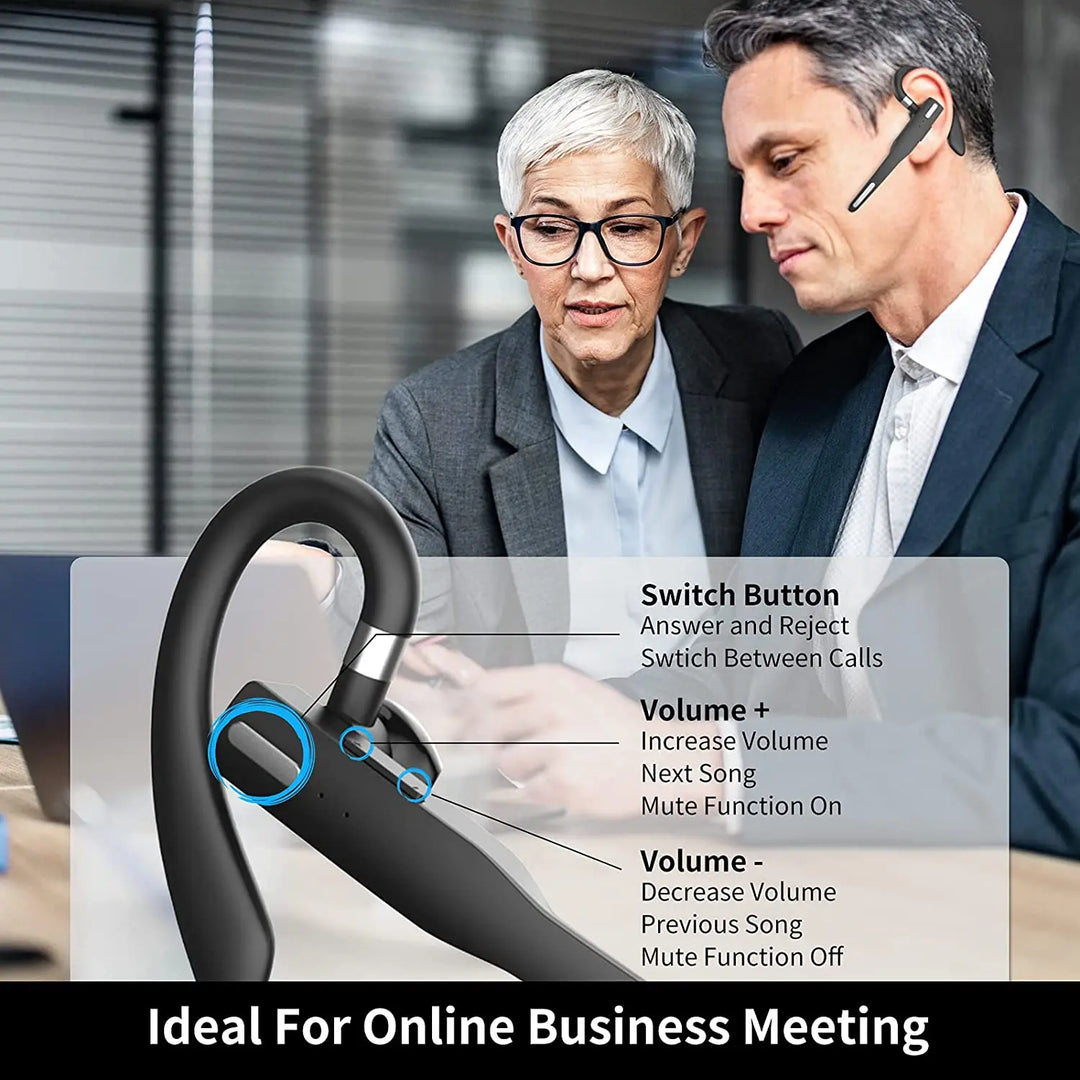 Wireless Headset Bluetooth 5.1 Noise Reduction Ear-mounted Business Headphones