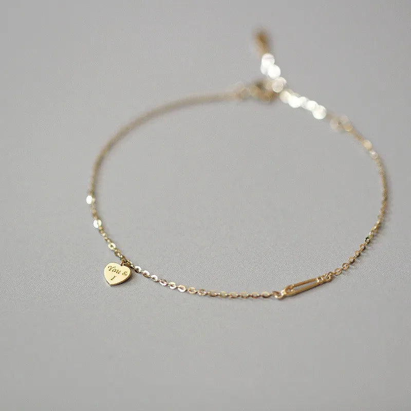 Gold Heart Bracelet 14K Plated 925 Silver Valentine&