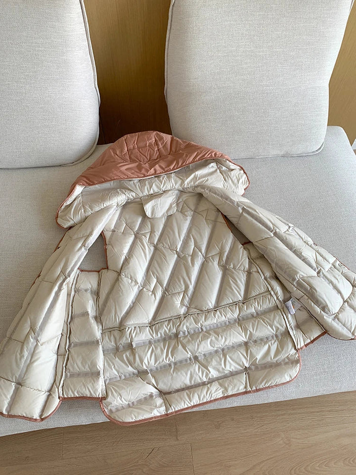 Lightweight Women’s Hooded Down Vest - Quilted Midlength