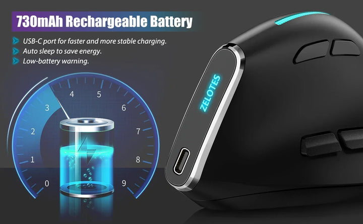 Bluetooth Vertical Ergonomic Mouse With OLED Screen