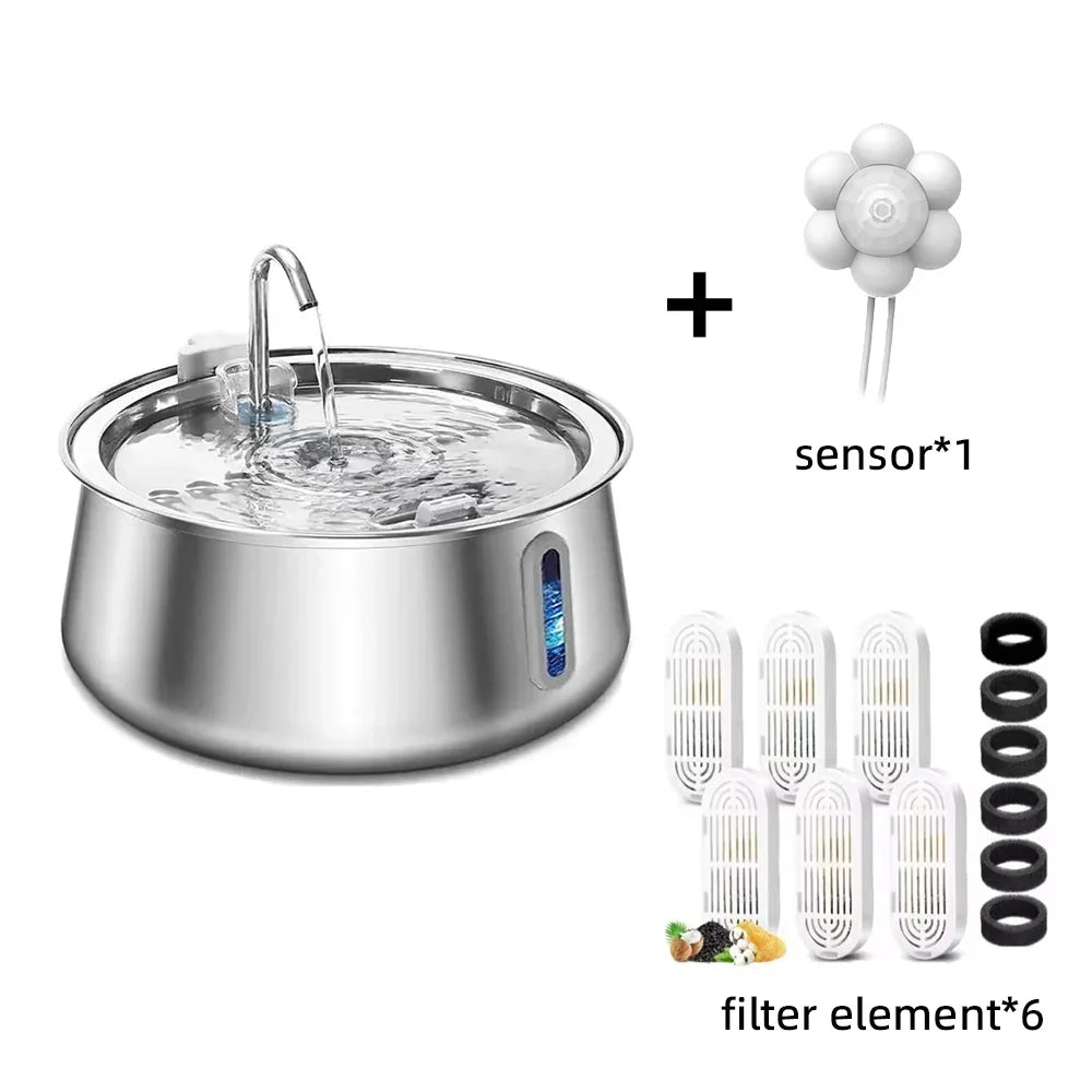 Stainless Steel Cat Water Fountain 4L - Automatic Multi-Layer Filtration Pet Drinking Dispenser
