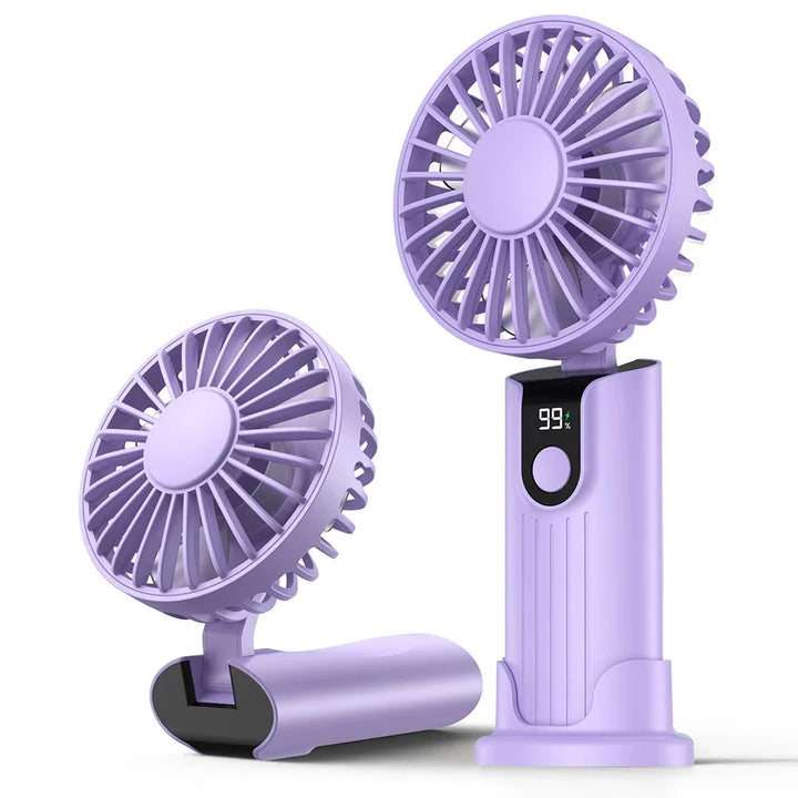 2400mAh/5000mAh Mini Portable Fan USB Rechargeable 3 Speeds, Handheld Pocket Fan with Lanyard &amp; Base, Foldable Desk Fan