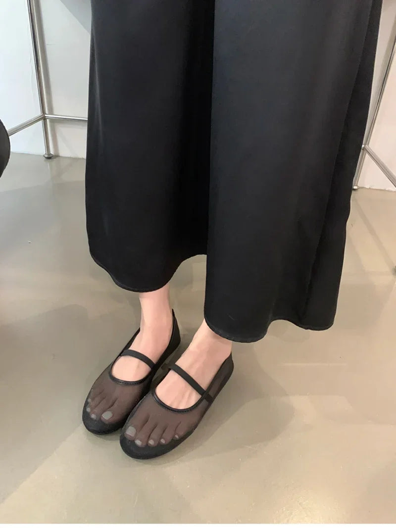 Lightweight Women’s Mary Jane Flats - Shallow Mesh, Casual