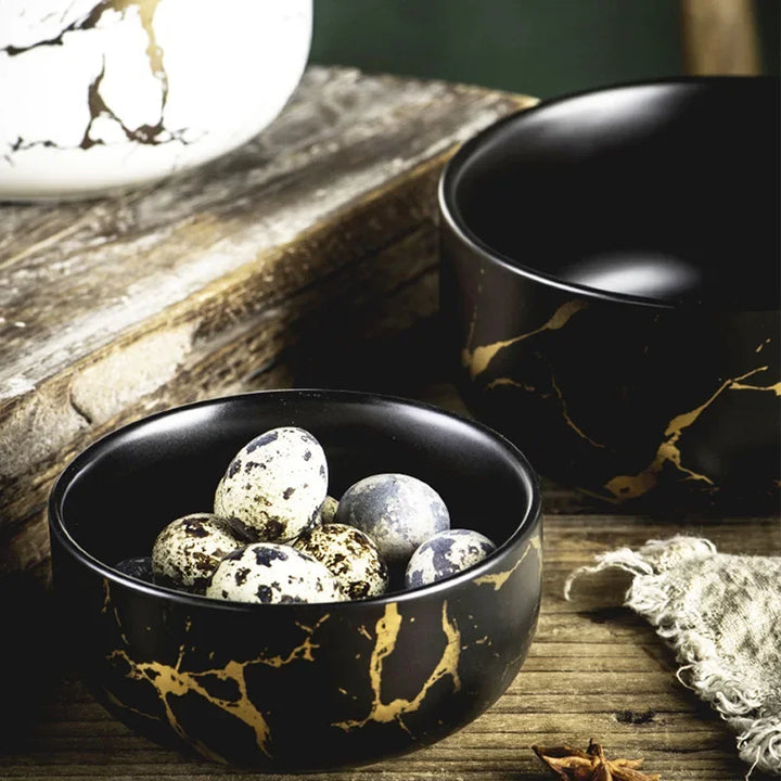 Marble Ceramic Bowl Set Nordic Tableware Minimalist