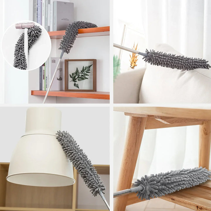 Microfiber Cleaning Tool Set - 4PCS Long Handle Duster &amp; Brushes for Household Cleaning