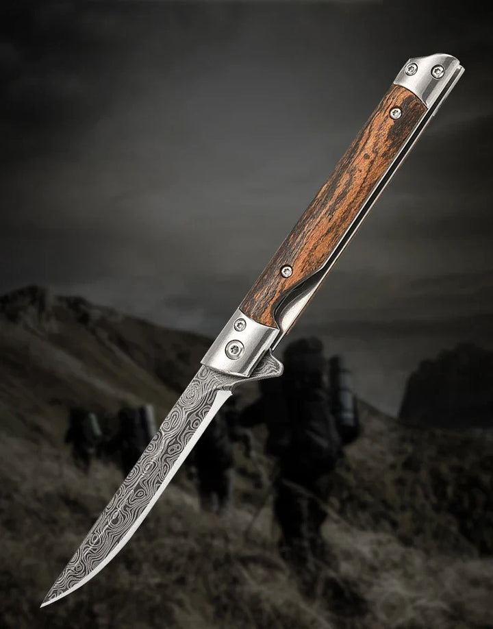 Damascus Pattern Folding Pocket Knife Stainless Steel – Outdoor Camping Multi-Purpose EDC 2026