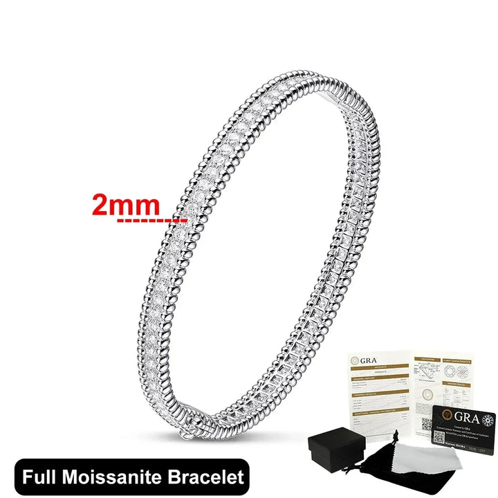 Moissanite 2mm Bracelet 18K Gold Plated Tennis Bangle