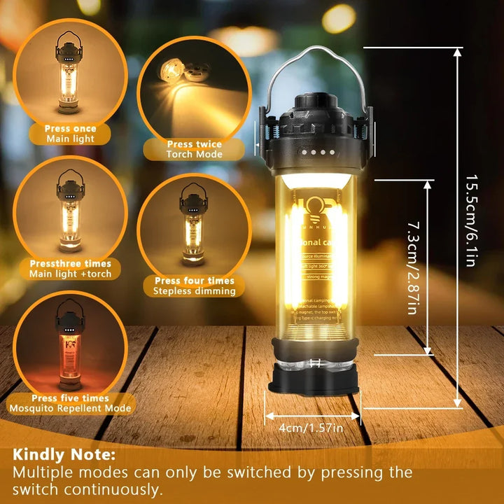 3000mAH Waterproof Camping Lantern - Retro Tent Lighting, Outdoor Atmosphere Decor