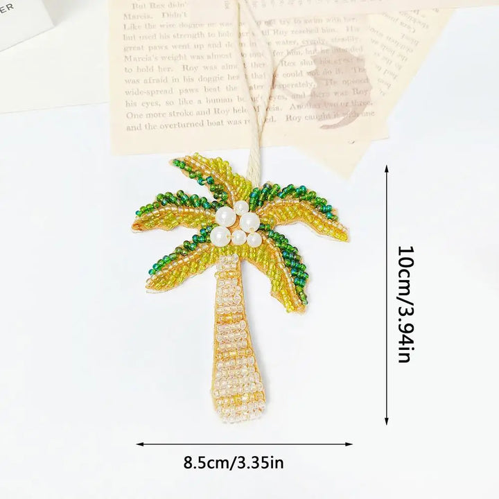 Coconut Tree Sequin Patch Keyring Bag Pendant Handmade