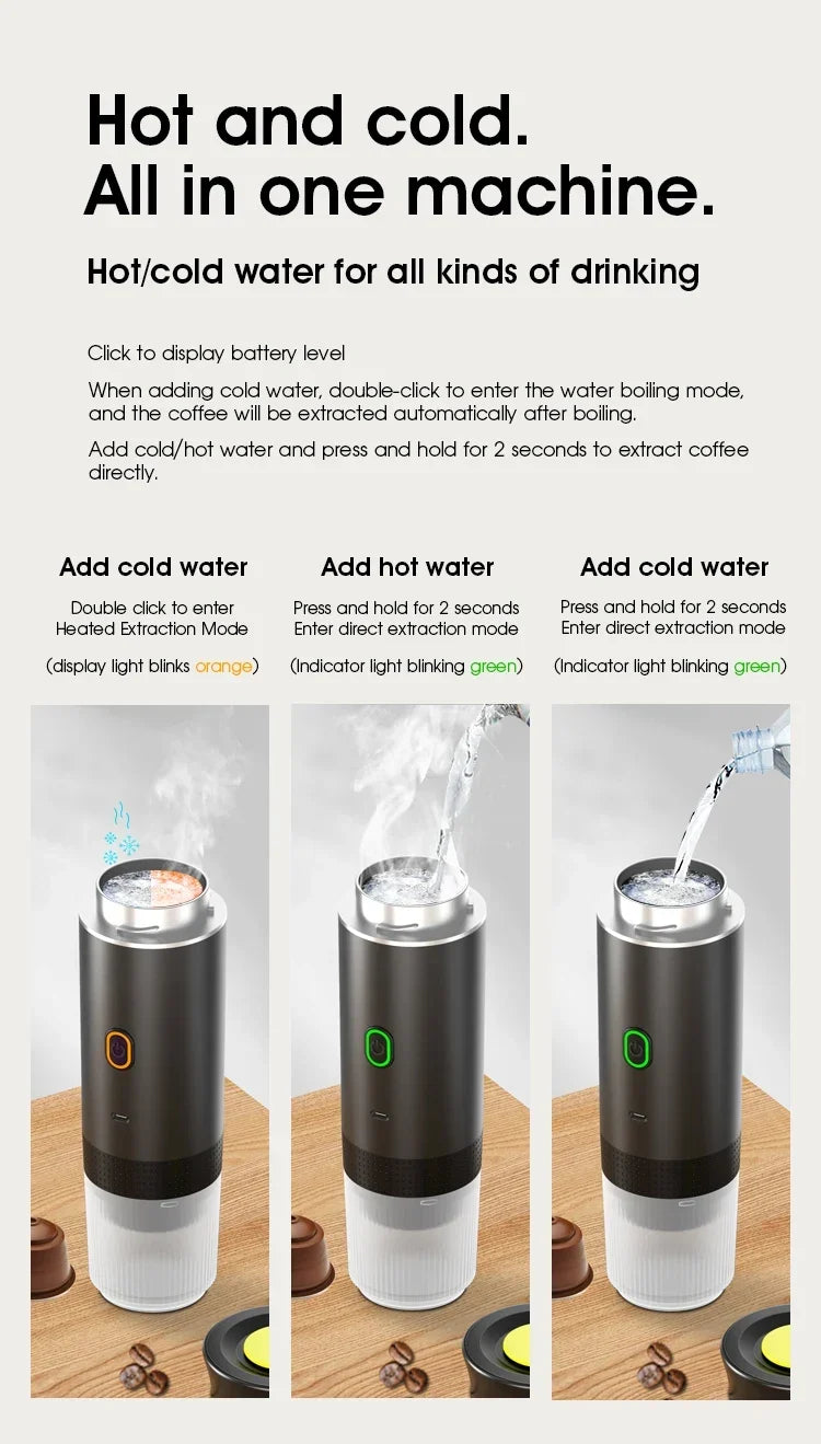Portable Espresso Machine Wireless 3 In 1 Travel Car Camp