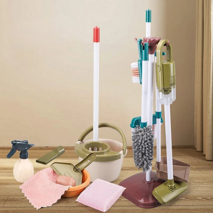 Kids Pretend Play Cleaning Set - Broom &amp; Vacuum Toy for Boys and Girls, 23-Piece Sanitation Fun