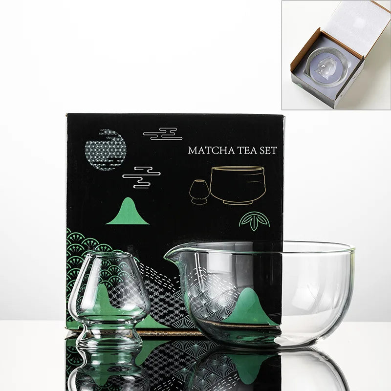 Matcha Mixing Bowl Glass Pouring Spout Japanese Tea