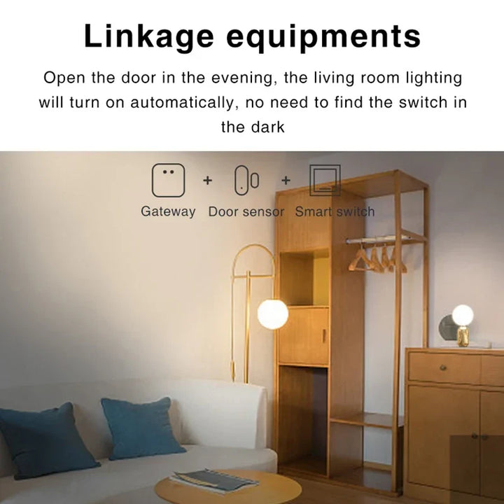 Tuya Smart Zigbee Door Sensor - Black Window Detector for Home Security System with Smart Life APP