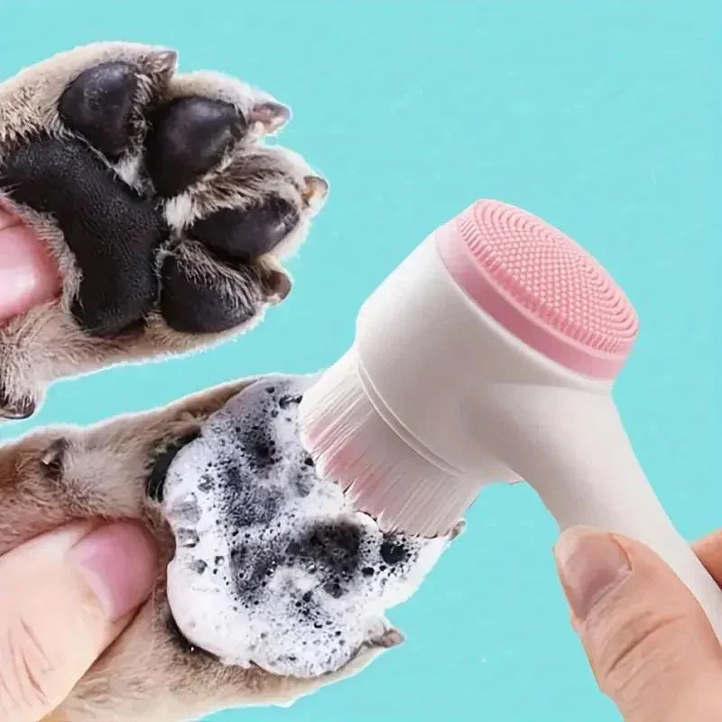 Silicone Pet Paw Cleaner &amp; Massage Brush - Dual-Sided Dog Grooming Tool for Healthy Coats