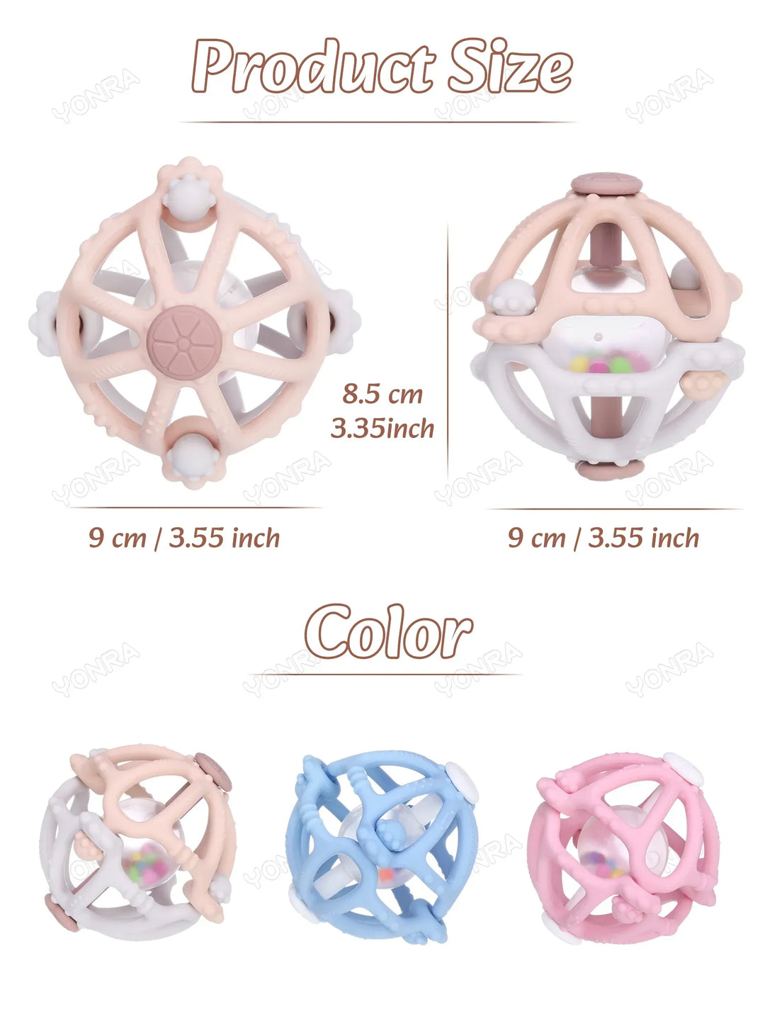 Silicone Teether Rattle Orb Montessori Newborn Sensory Toys