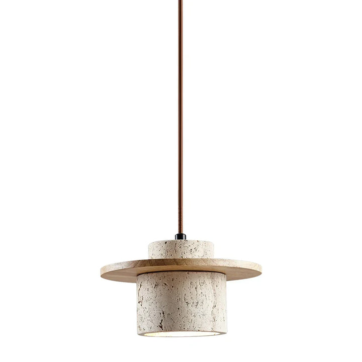 Japandi Japanese Pendant Light Wood And Travertine Bedside Lamp