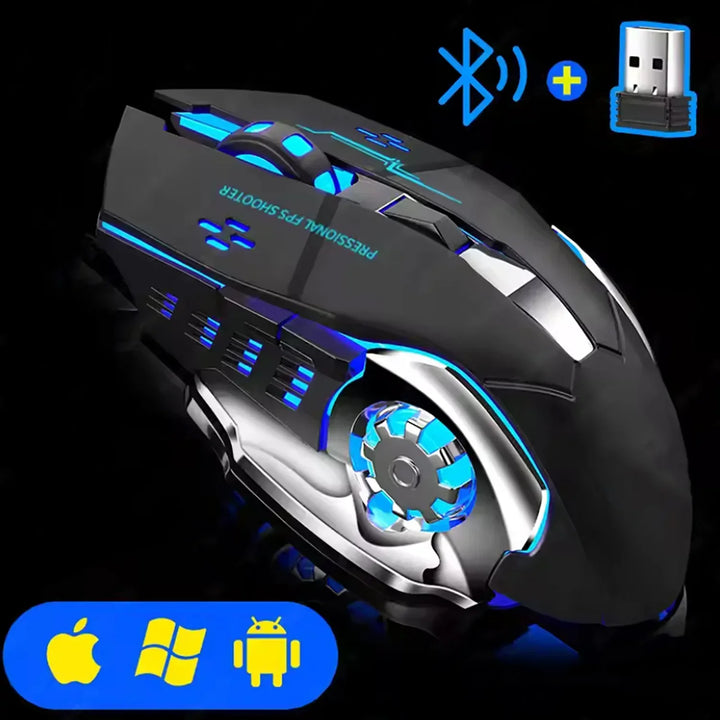 Wireless Rechargeable Gaming Mouse Bluetooth Silent Backlit