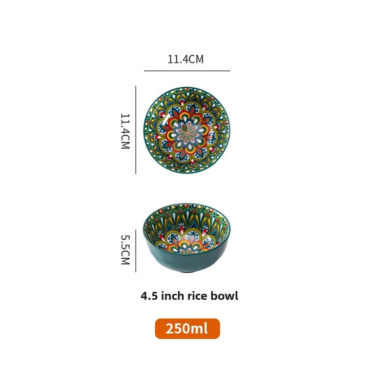 Bohemian Ceramic Rice Bowl Retro Noodle Bowl Kitchen Gift