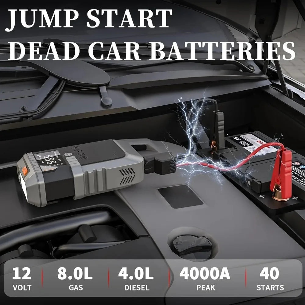 Car Jump Starter With Air Pump 3000A Peak Digital Tire Inflator 150 PSI Portable Power Bank Fall 2025