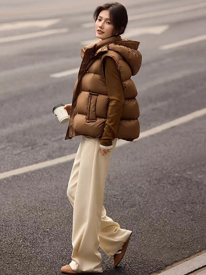 Insulating Women’s Hooded Puff Vest - Hip-Length, Down