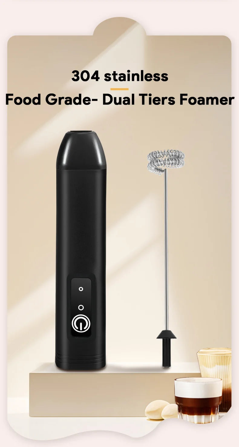 USB Rechargeable Electric Milk Frother 3-Speed – Handheld Foam Maker Egg Beater Coffee Drink Wand 2026