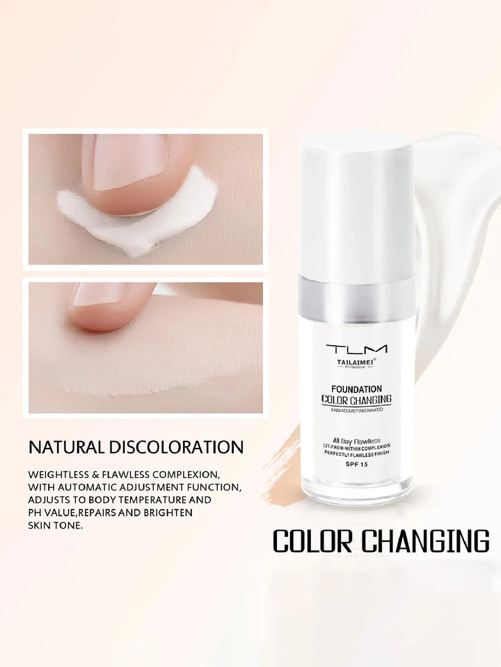 colour-Changing Liquid Foundation with SPF - Long-Lasting Waterproof Oil-Control Sunscreen Cream 30ml
