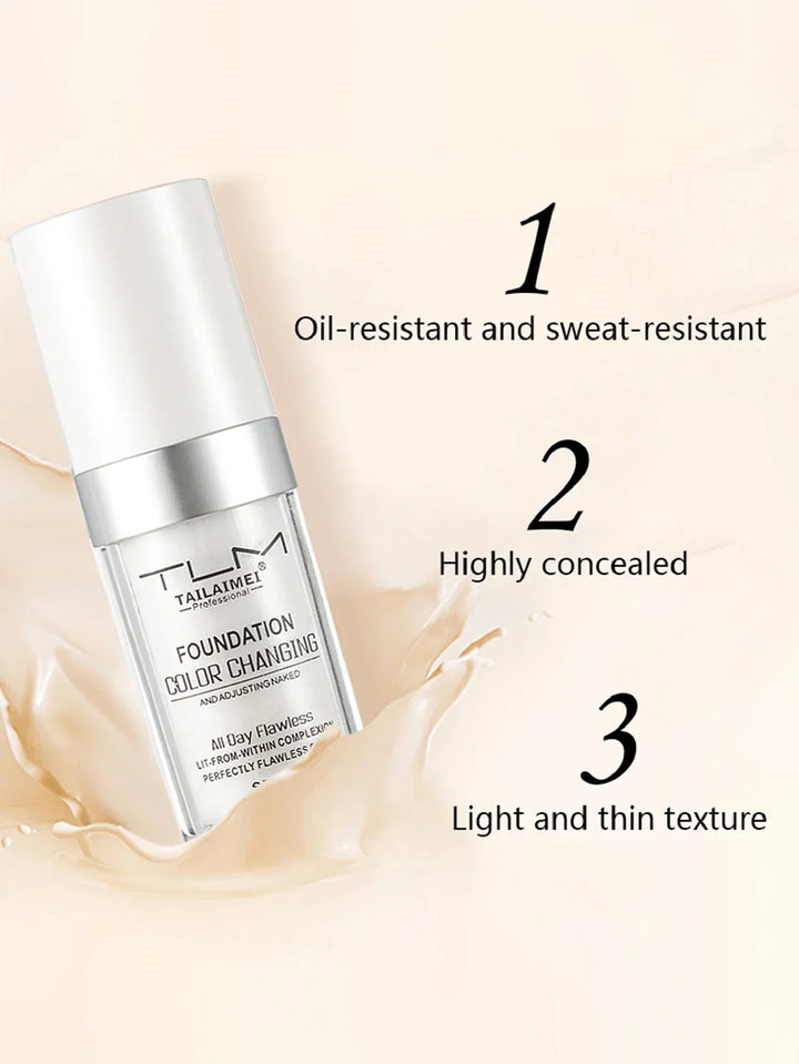 colour-Changing Liquid Foundation with SPF - Long-Lasting Waterproof Oil-Control Sunscreen Cream 30ml