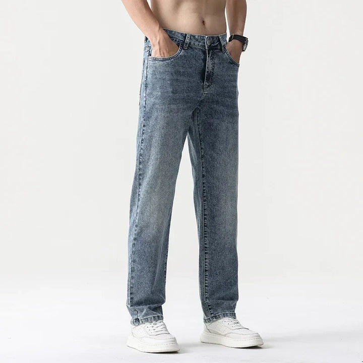 Oversized Men’s Wide Leg Jeans - Straight Lyocell, Casual