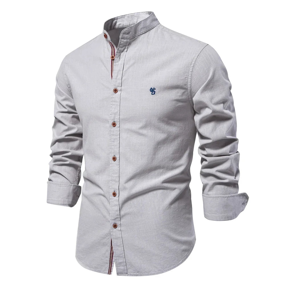 Cotton Long Sleeve Shirt for Men - Solid color Casual Wear, High Quality