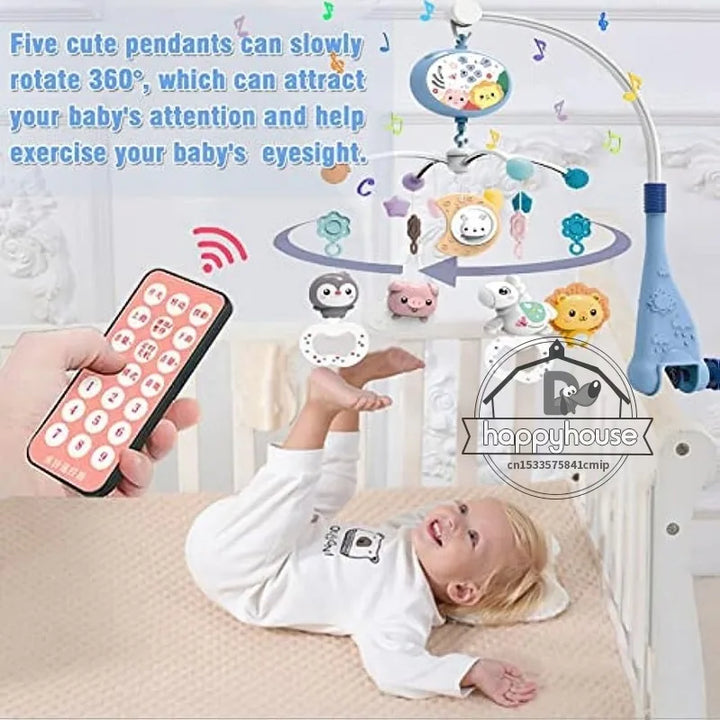 Crib Mobile Remote Music Light Newborn Sensory Toys