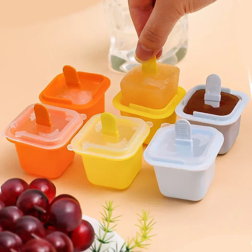 Food Grade Silicone Ice Cube Molds with Popsicle Sticks for Ice Cubes, Jellies, and Custom Treats - Stackable and Dishwasher Safe