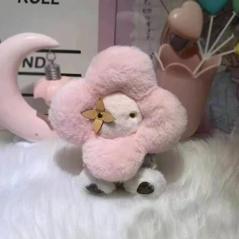Sunflower Plush Keychain Bag Charm Pink Mini Cozy Gift
