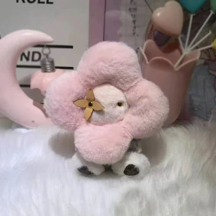 Sunflower Plush Keychain Bag Charm Pink Mini Cozy Gift