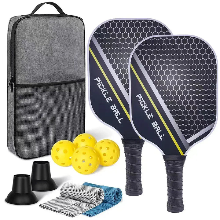 Lightweight Graphite Pickleball Paddle Set with Fiberglass Face and PP Honeycomb Core for Indoor and Outdoor Play