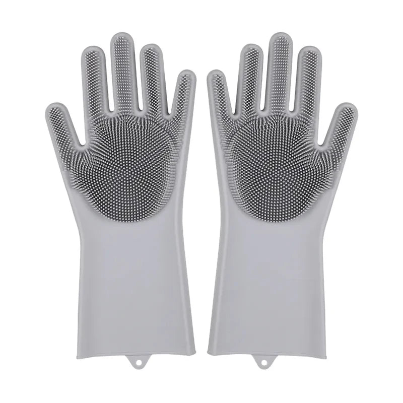 Silicone Dishwashing Gloves with Scrubber - Eco-Friendly Household Cleaning Tool