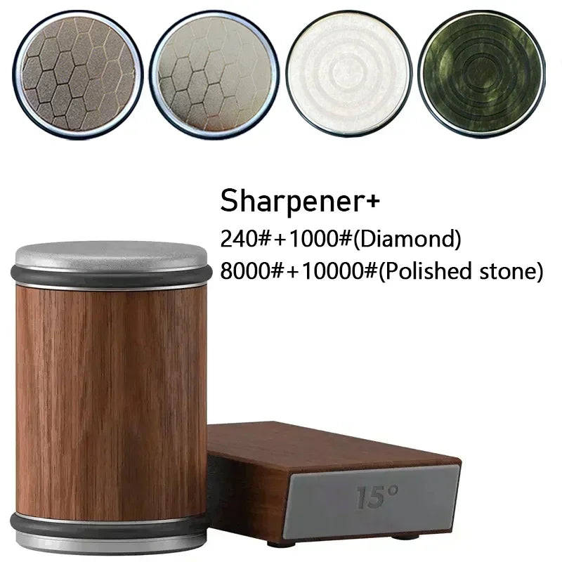 Rolling Diamond Knife Sharpener Kit with Magnetic Holder – 15° &amp; 20° Angle Roller Kitchen Tool 2026