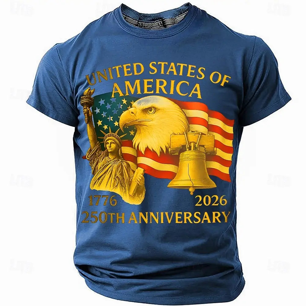 Soft unisex graphic tee - distressed flag print, 250-year design, durable cotton, casual everyday wear