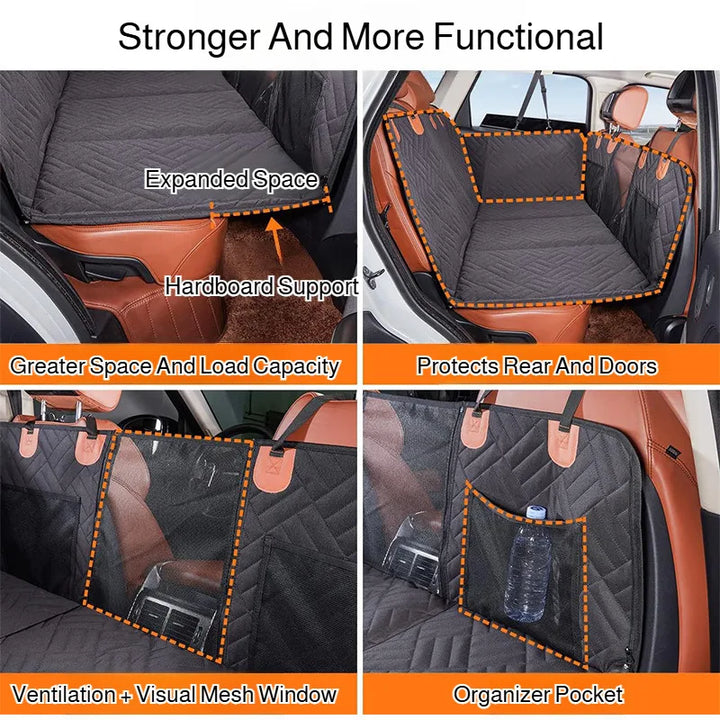 Waterproof Pet Car Seat Cover - Non-Slip Scratch-Proof Hammock Back Seat Protector for Dogs