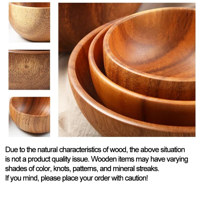 Acacia Wooden Bowl Japanese Style Salad Bowl Ramadan