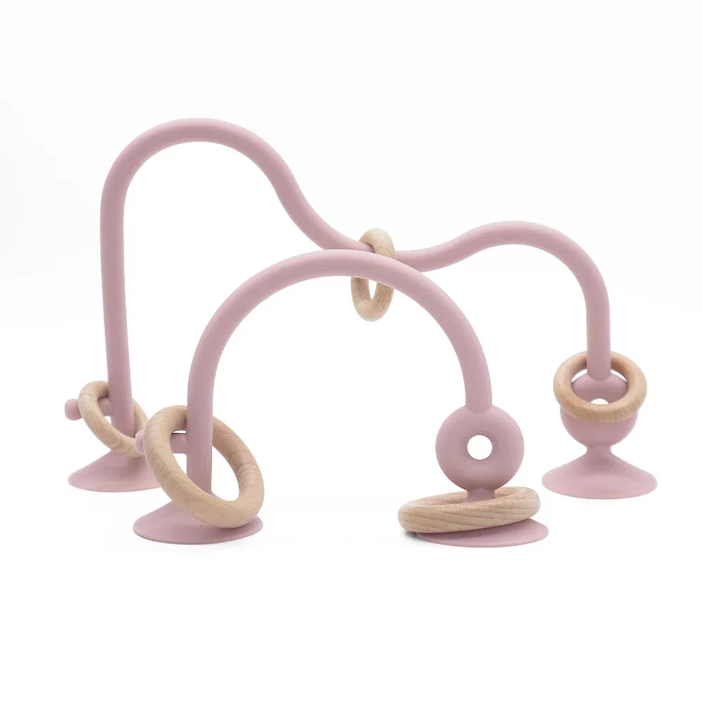Soft Silicone Teether Toy with Wooden Ring, Safe Teething Ring for Infants, Ideal for Teething Relief and Sensory Exploration