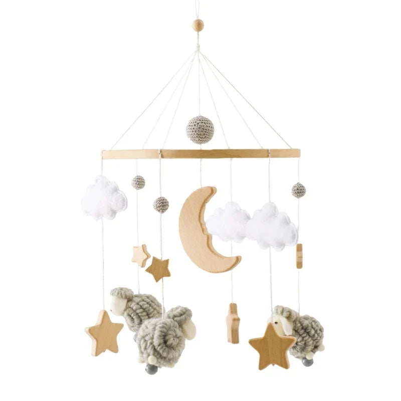 Wooden Crib Mobile Bracket Newborn Sensory Toys Soothing