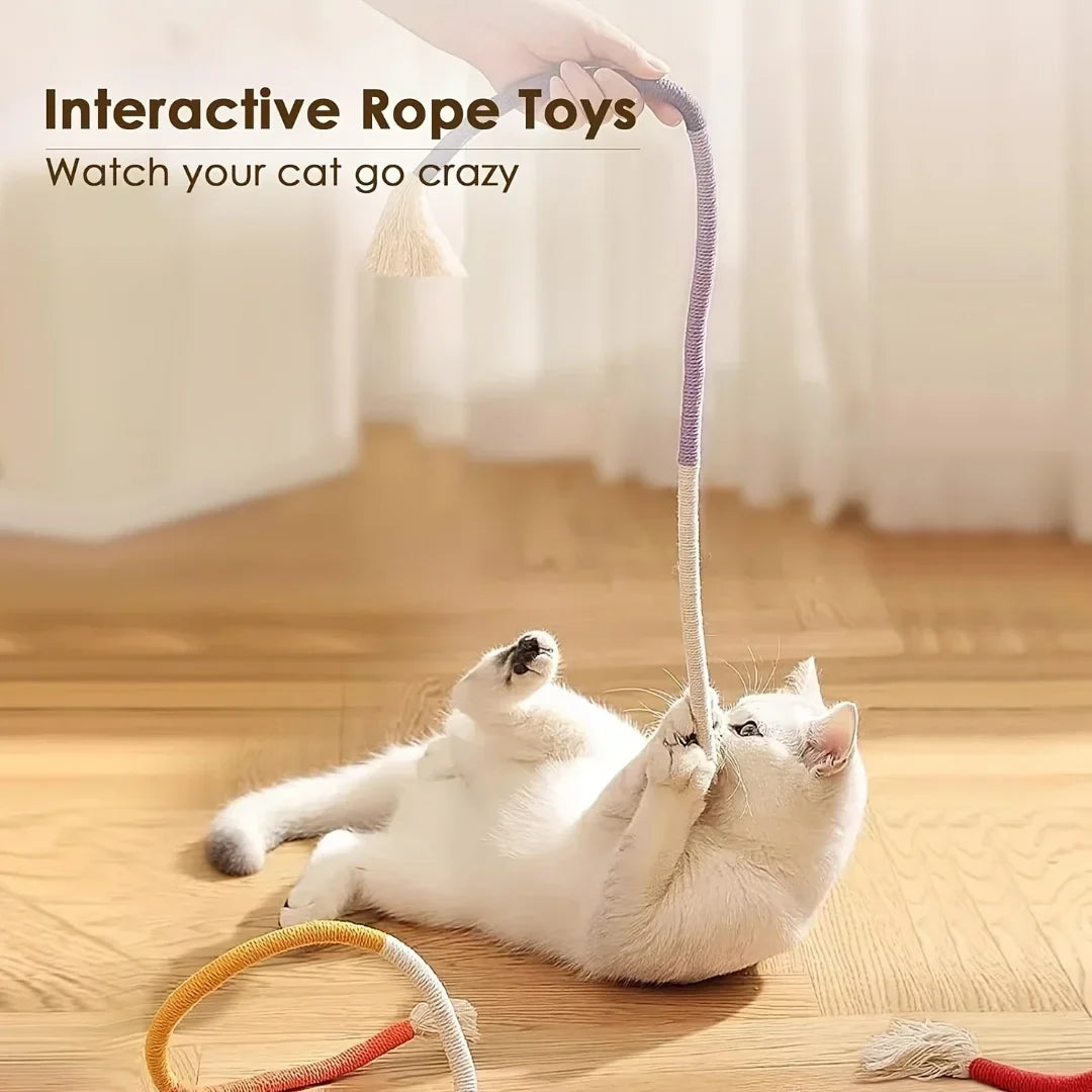 Cotton Cat Chew Toy for Teeth Cleaning - Catnip Rope Teething Toy for Indoor Cats