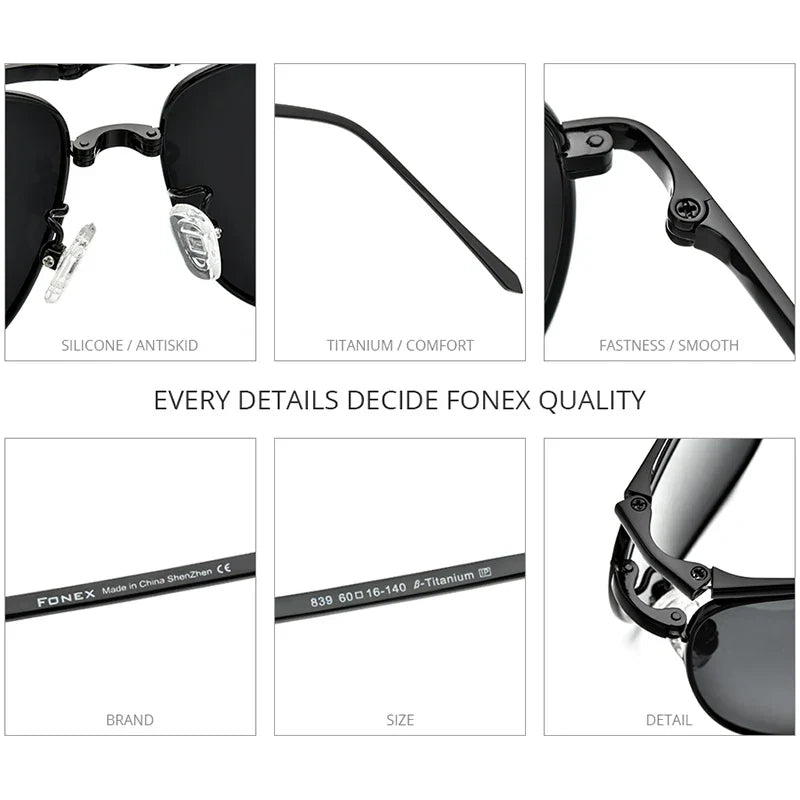 Polarized Sunglasses Titanium Folding Square Frame Ultralight Travel Eyewear Summer 2026 UV Protection