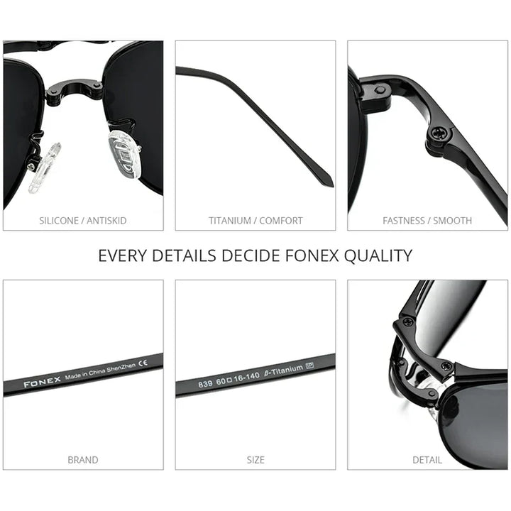 Polarized Sunglasses Titanium Folding Square Frame Ultralight Travel Eyewear Summer 2026 UV Protection