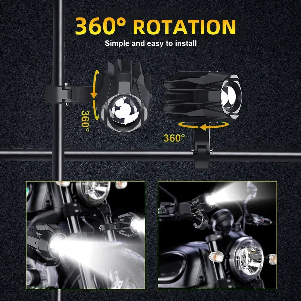 HAOLIDE LED Motorcycle Headlight 6000K – Auxiliary Fog Spot Light 3500K Strobe Off-Road Motorbike 2026