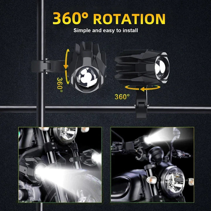 HAOLIDE LED Motorcycle Headlight 6000K – Auxiliary Fog Spot Light 3500K Strobe Off-Road Motorbike 2026