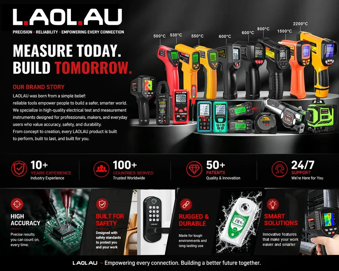 LAOLAU 2-in-1 Laser Tape Measure 5M/16FT – Type-C Rechargeable Class II Laser Auto-Lock Tool 2026