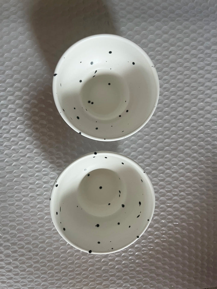 Ceramic Bowl 4 Inch Speckled White Retro Microwave Safe