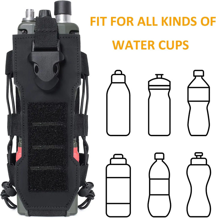 MOLLE Radio Pouch and Water Bottle Holder - Adjustable 40 Oz Pouch for Backpack Fall 2025 Tactical Gear Accessory